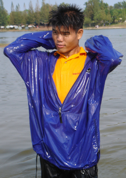 Swimming in a polo shirt